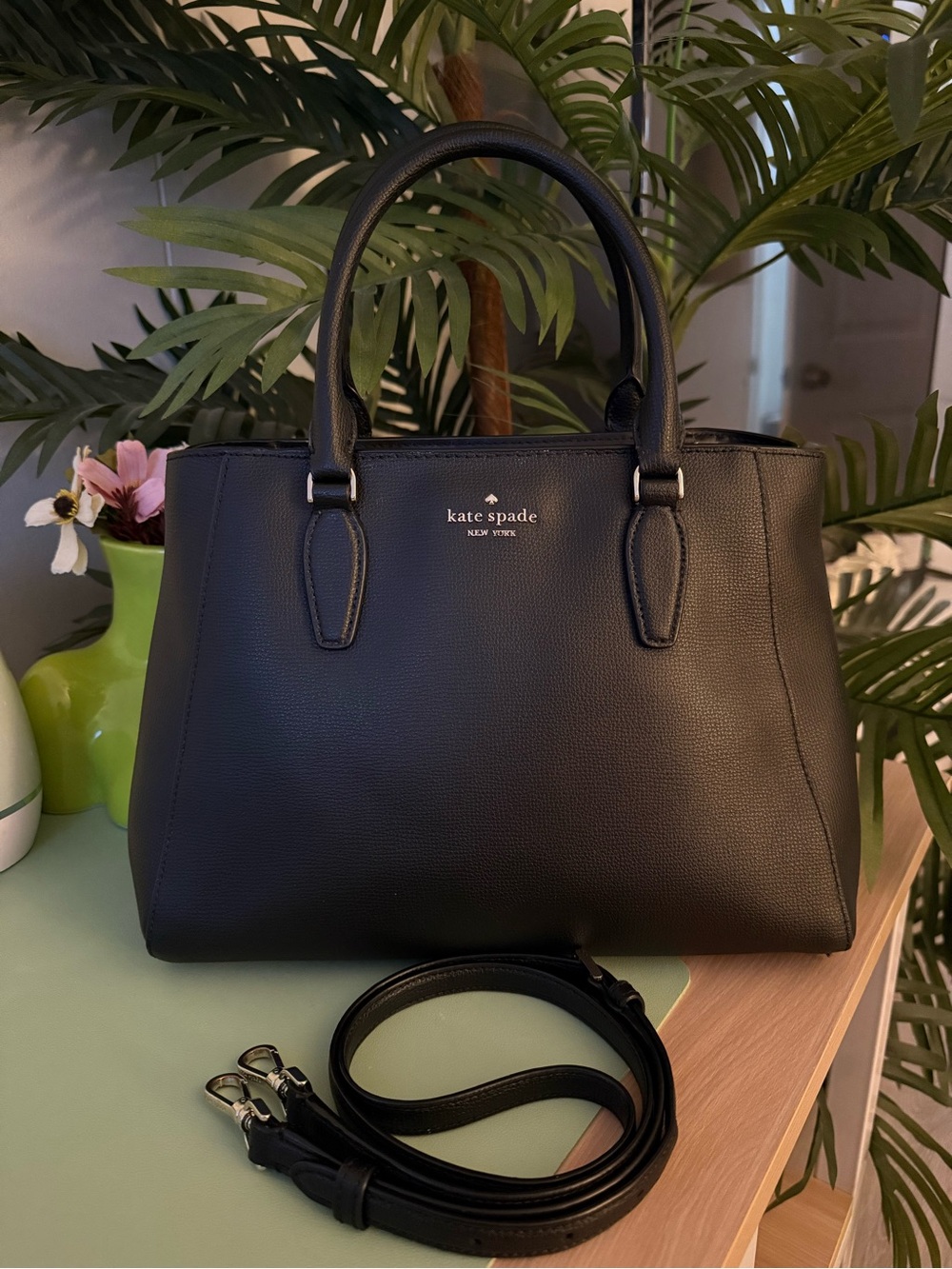 Kate Spade Black Pebbled Leather Satchel Bag
